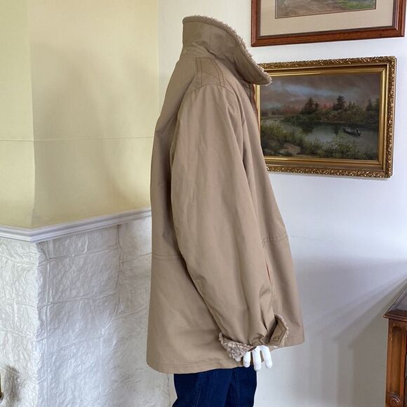Mighty Mac Out O' Gloucester Beige Faux Shearling Lined Two Way Zip Deck Jacket - Picture 5 of 14